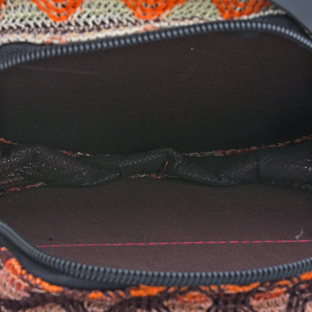 Thailand Designer Closeout, Royal Siamese Handmade Embroidery Orange Faux Leather Mini Bag image number 5