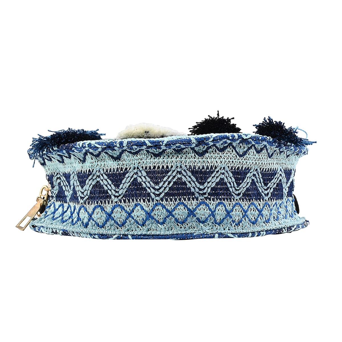 Thailand Designer Closeout, Royal Siamese Handmade Embroidery Navy Faux Leather Mini Bag image number 4