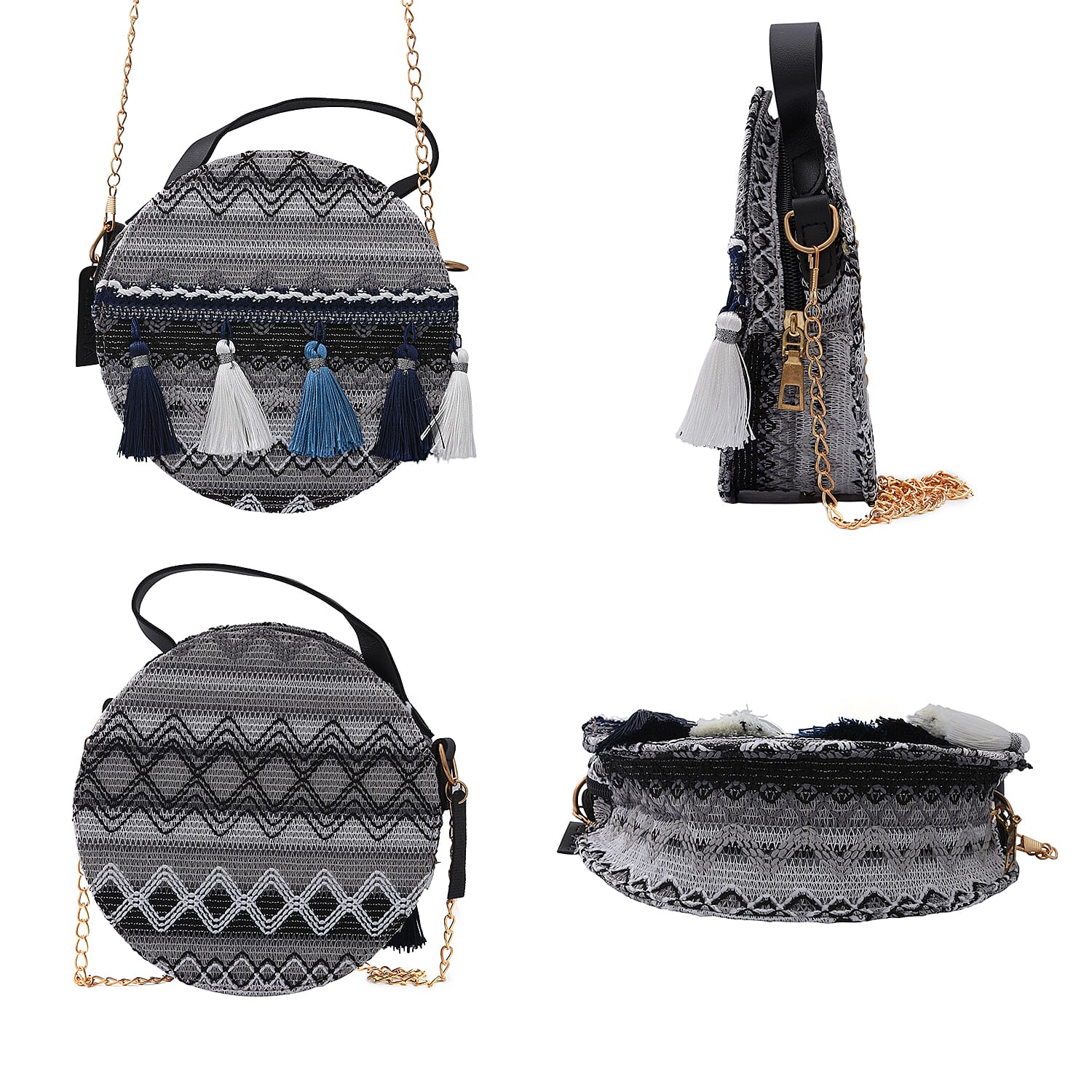 Thailand Designer Closeout, Royal Siamese Handmade Embroidery Gray Faux Leather Mini Bag