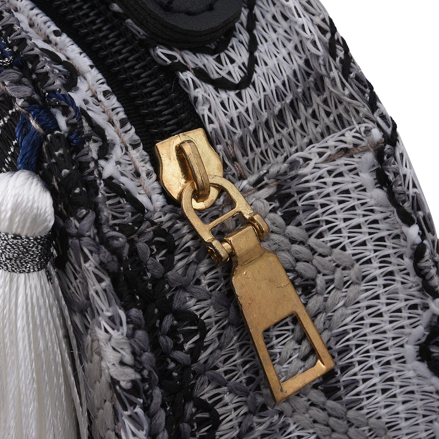 Thailand Designer Closeout, Royal Siamese Handmade Embroidery Gray Faux Leather Mini Bag
