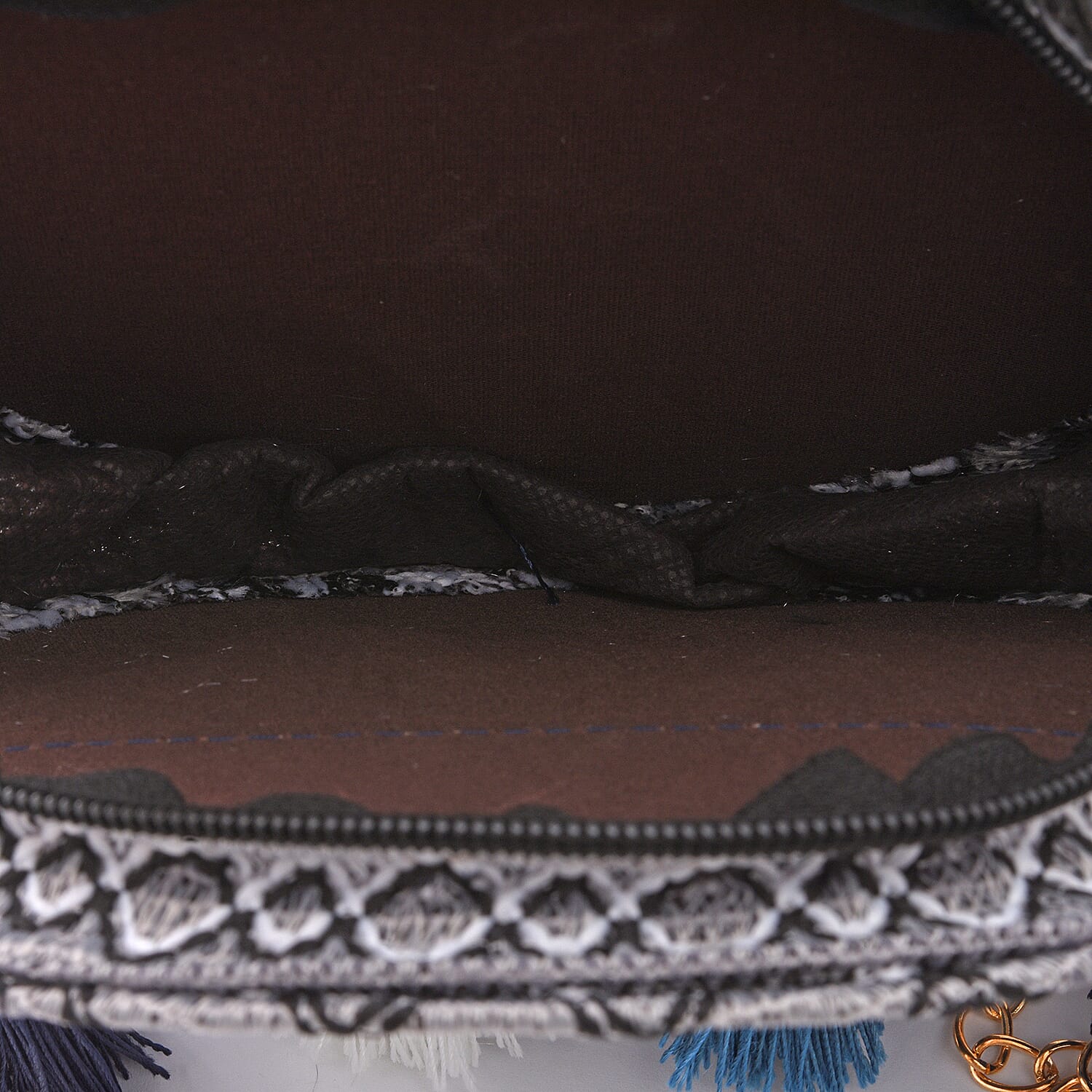 Thailand Designer Closeout, Royal Siamese Handmade Embroidery Gray Faux Leather Mini Bag