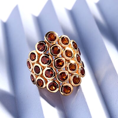 Madeira Citrine 3.45 ctw Cluster Ring in 14K YG Over Sterling Silver (Size 5.5)