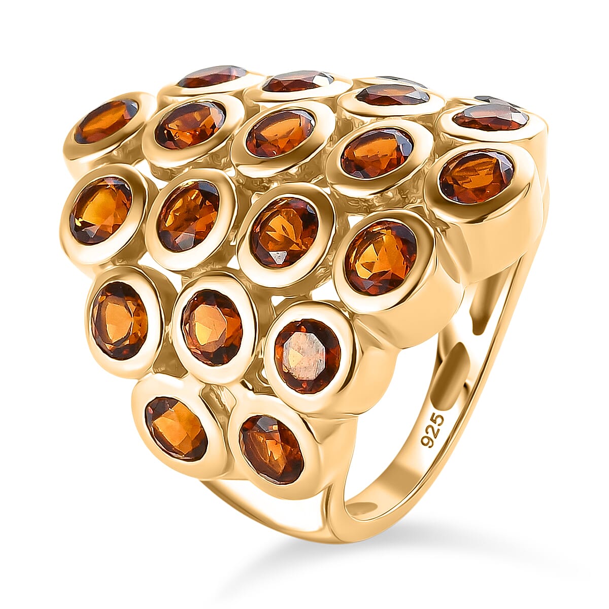 Madeira Citrine 3.45 ctw Cluster Ring in 14K YG Over Sterling Silver (Size 5.5)