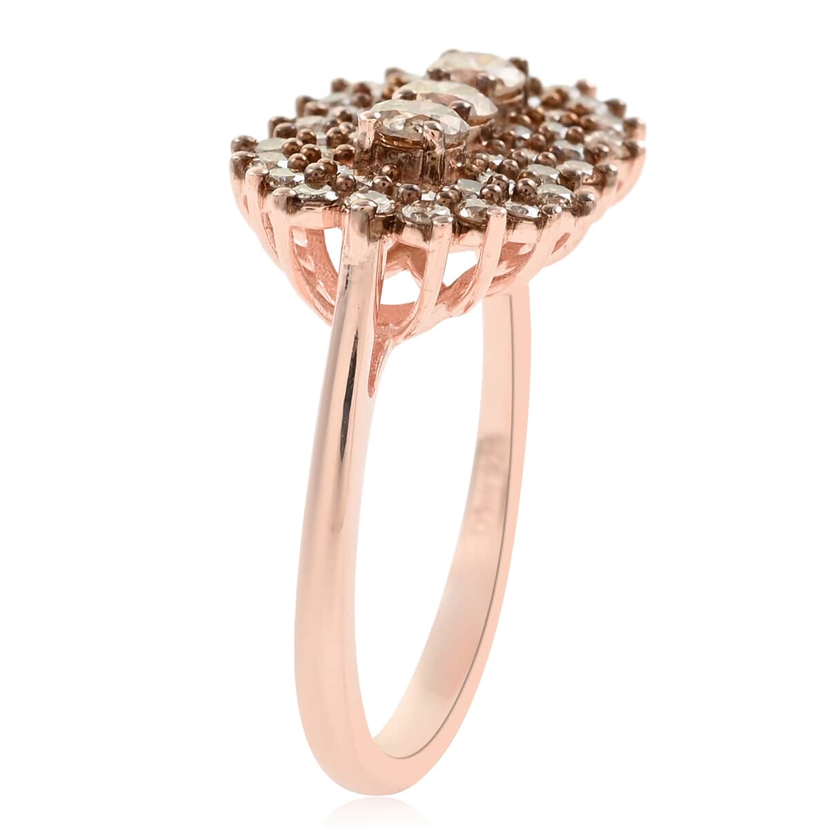 Natural Champagne Diamond Cluster Ring in Vermeil Rose Gold Over Sterling Silver (Size 10.0) 2.00 ctw image number 3
