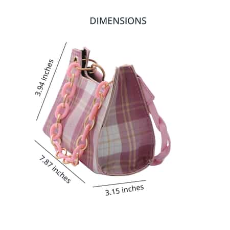 Royal Siamese Pink Color Check Pattern Mini Handbag