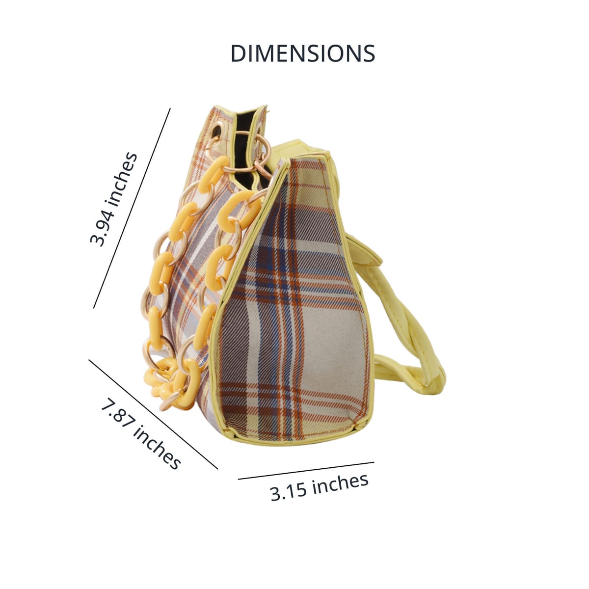 Royal Siamese Yellow Color Check Pattern Faux Leather Mini Handbag for Women with Handle Drop and Shoulder Strap , Mini Shoulder Bag , Designer Bags , Ladies Purse image number 3