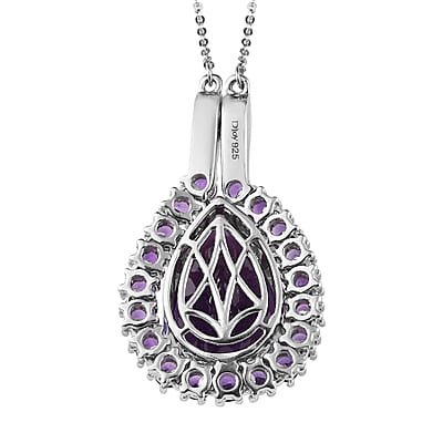 Premium Amethyst 2 Way Wearable Necklace 18 Inches in Platinum Over Sterling Silver 12.10 ctw