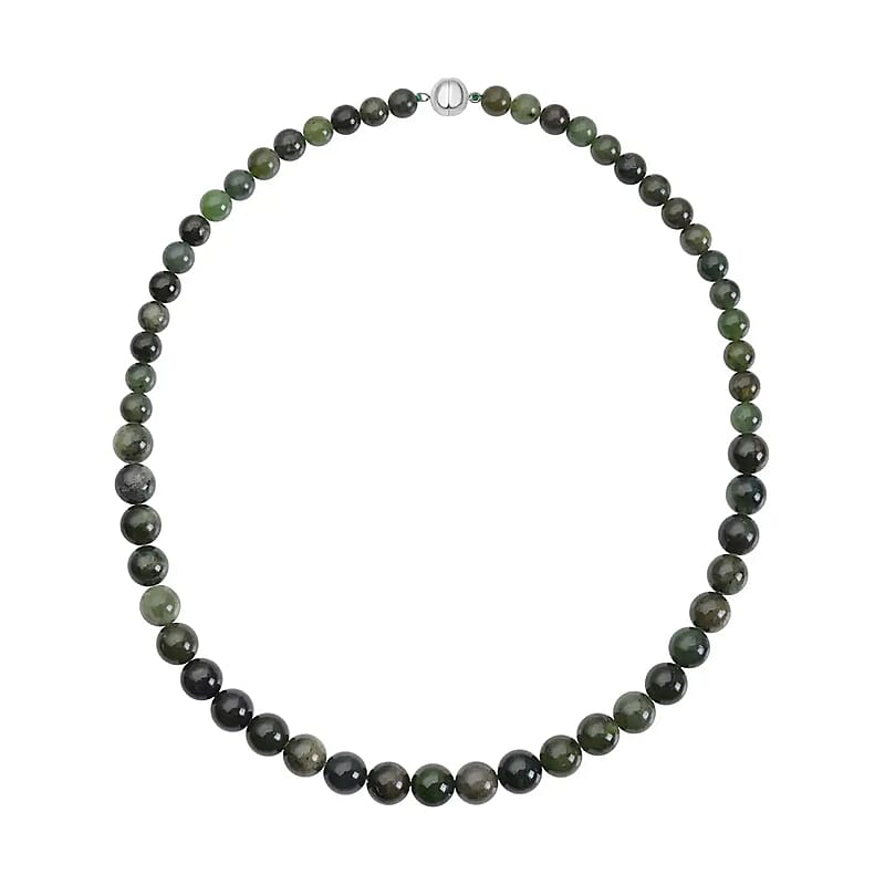Canadian Natural Jade Beaded Necklace, Jade Beads Necklace, Rhodium Over Sterling Silver Necklace, Gradual Beads Necklace, 20 Inch Necklace 337.50 ctw