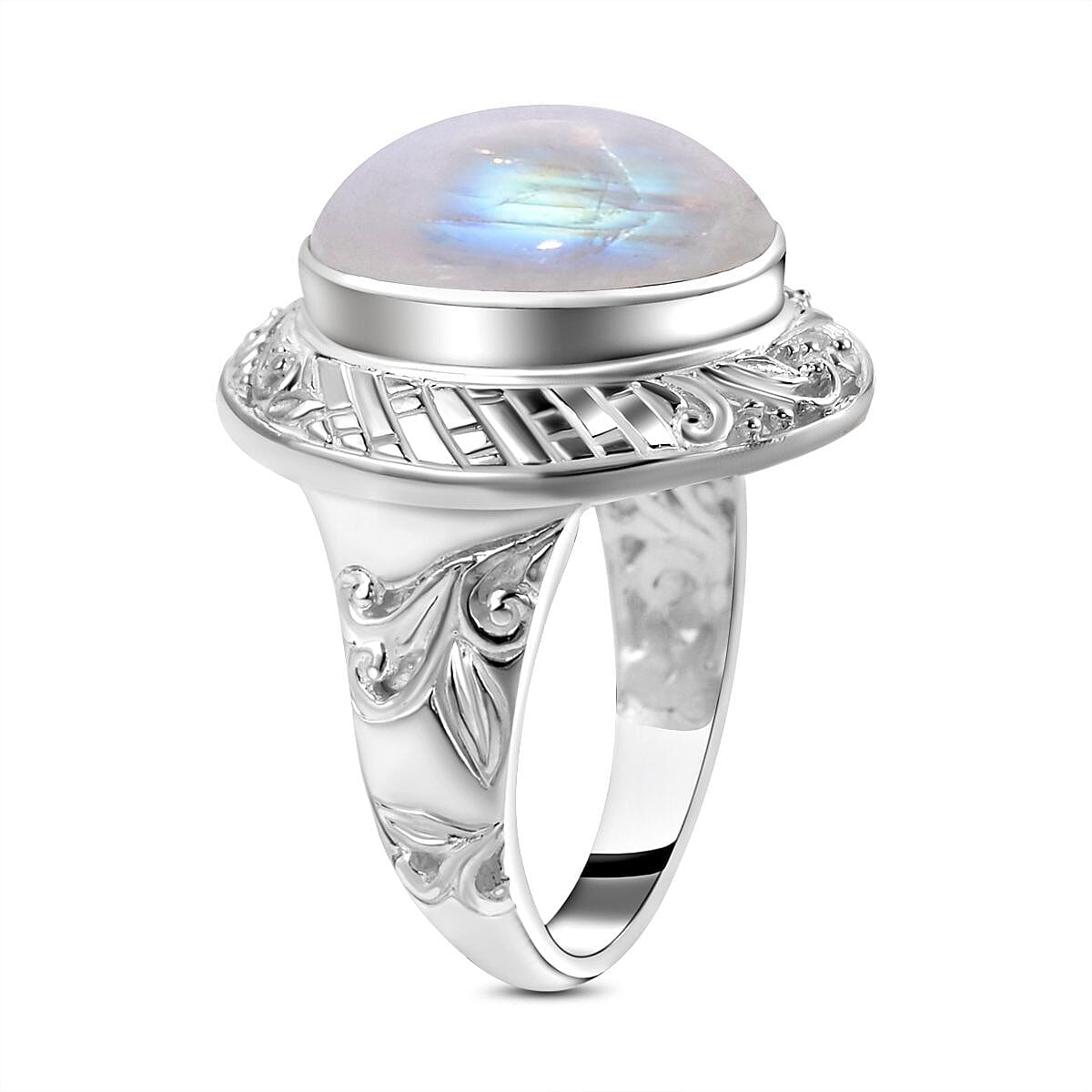 Rainbow Moonstone 10.30 ctw Ring in Sterling Silver (Size 6.5)