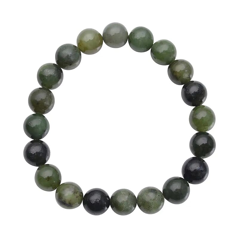 Canadian Jade 166.50 ctw Bracelet, Beaded Stretch Bracelet, Jade Beads Bracelet