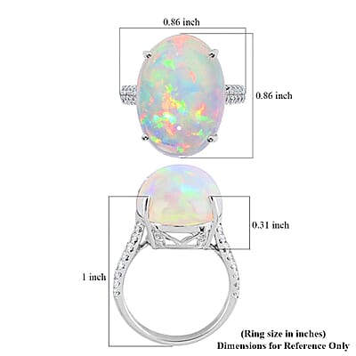 Certified & Appraised Iliana 18K White Gold AAA Ethiopian Welo Opal and G-H SI Diamond Ring (Size 10.0) 4.30 Grams 9.40 ctw