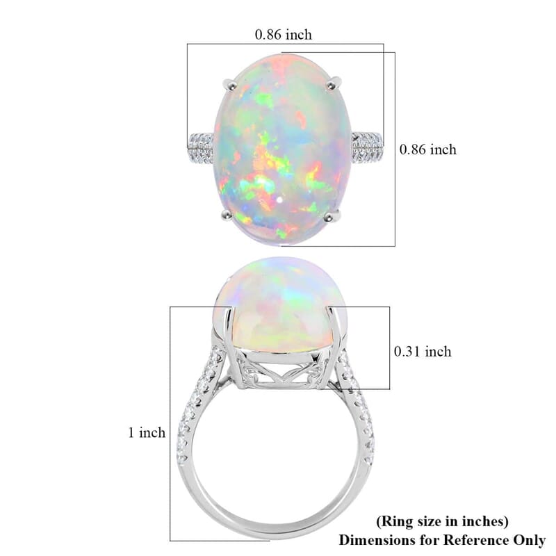 Certified & Appraised Iliana 18K White Gold AAA Ethiopian Welo Opal and G-H SI Diamond Ring (Size 10.0) 4.30 Grams 9.40 ctw