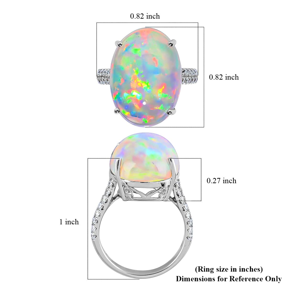 Certified & Appraised ILIANA 18K White Gold AAA Ethiopian Welo Opal and G-H SI Diamond Ring 4.30 Grams 9.40 ctw image number 5