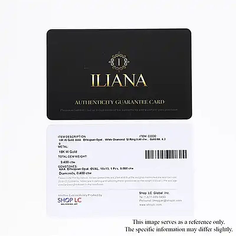 Certified & Appraised Iliana 18K White Gold AAA Ethiopian Welo Opal and G-H SI Diamond Ring (Size 6.0) 4.30 Grams 9.40 ctw