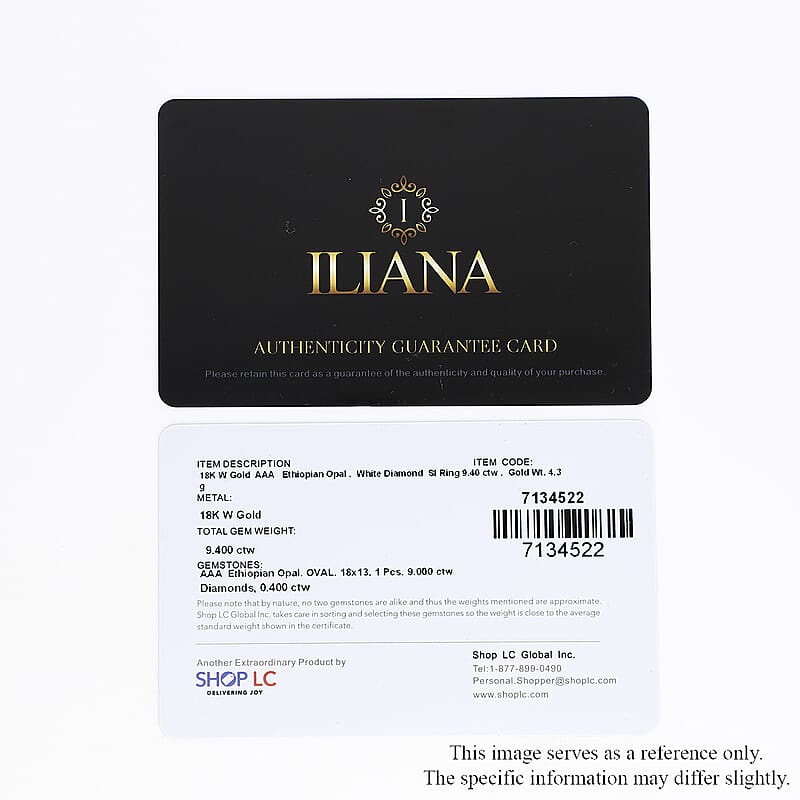 Certified & Appraised Iliana 18K White Gold AAA Ethiopian Welo Opal and G-H SI Diamond Ring (Size 6.0) 4.30 Grams 9.40 ctw