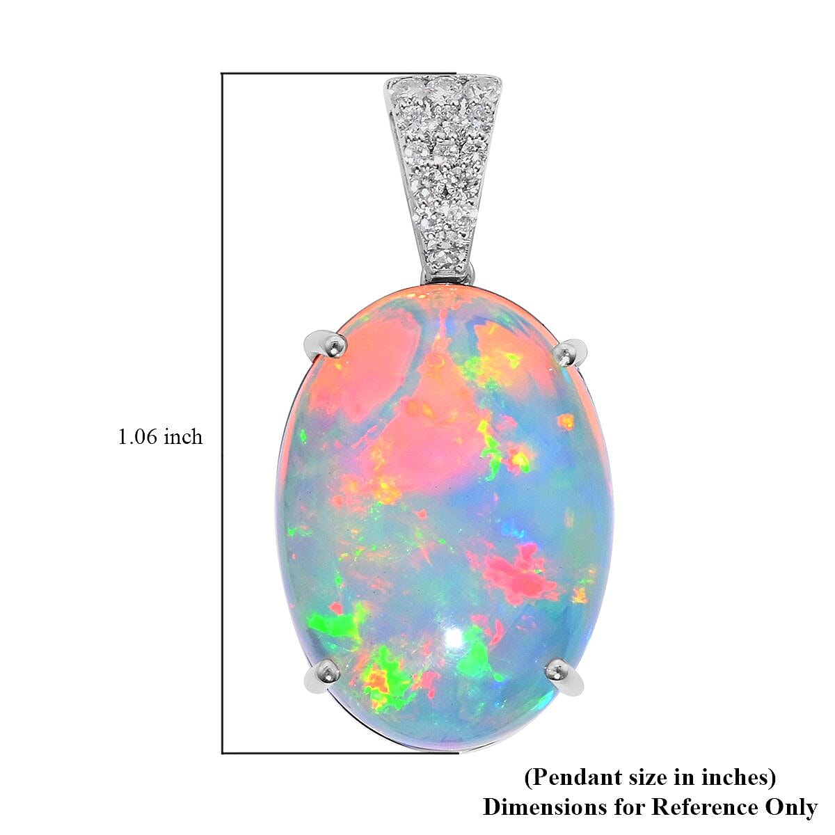 Certified & Appraised Iliana 18K White Gold AAA Ethiopian Welo Opal and G-H SI Diamond Pendant 2.20 Grams 9.10 ctw image number 3