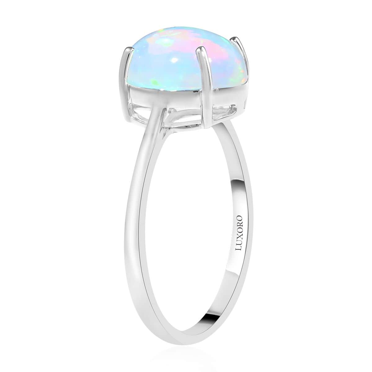 Certified & Appraised Luxoro AAA Ethiopian Welo Opal 2.40 ctw Solitaire Ring in 10K White Gold (Size 8.0) image number 3