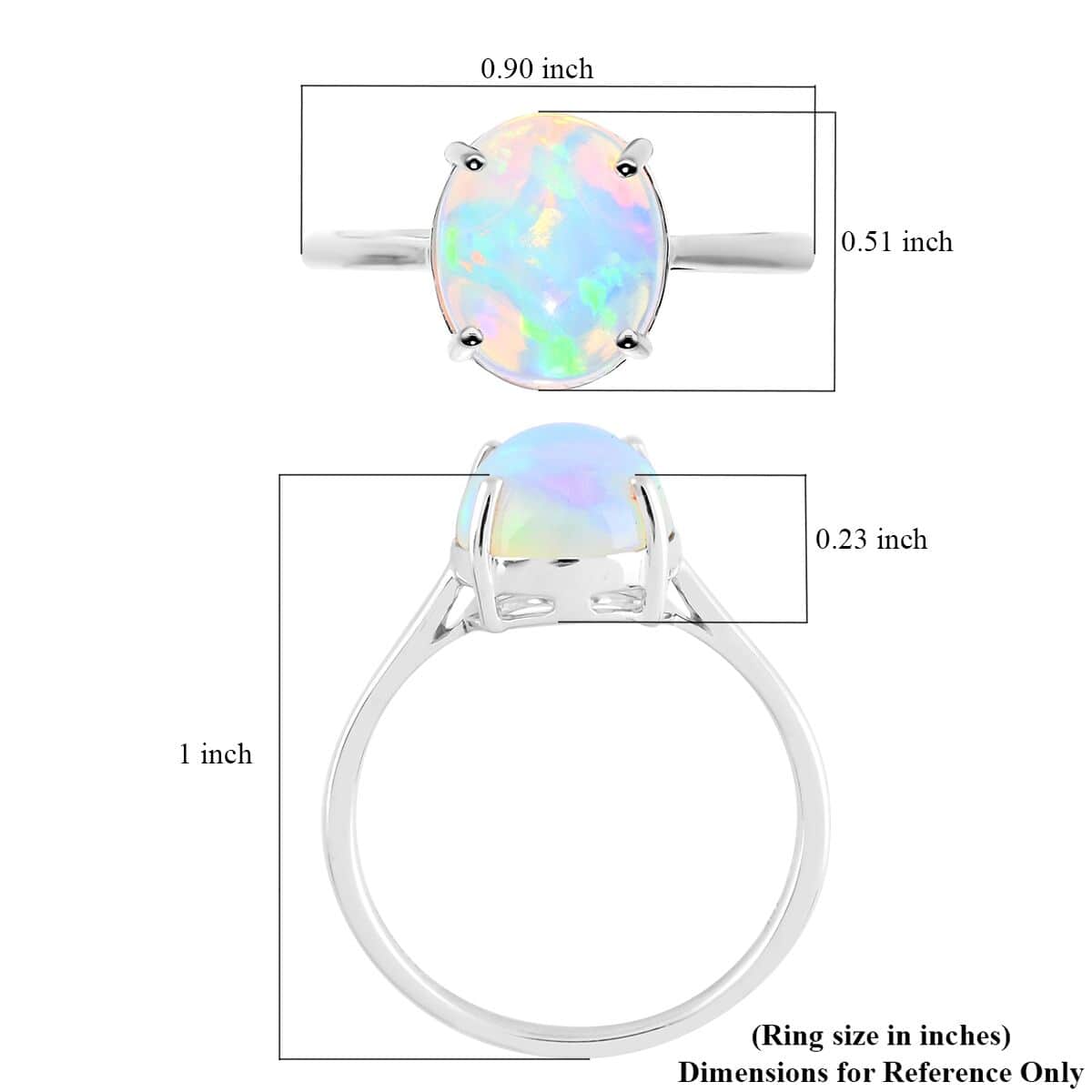 Certified & Appraised Luxoro AAA Ethiopian Welo Opal 2.40 ctw Solitaire Ring in 10K White Gold (Size 8.0) image number 5