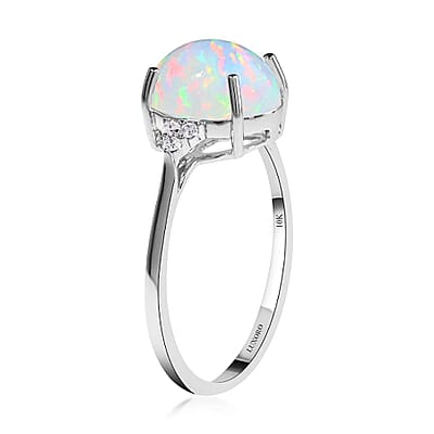 Certified Appraised Luxoro AAA Ethiopian Welo Opal and G-H I1 Diamond 2.45 ctw Ring in 10K White Gold (Size 10.0)