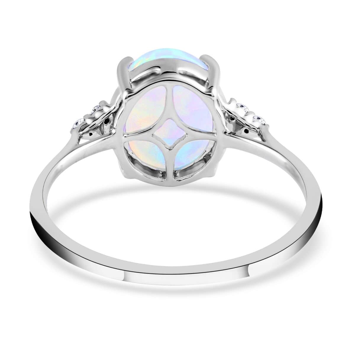 Certified & Appraised LUXORO 10K White Gold AAA Ethiopian Welo Opal and G-H I1 Diamond Ring 2.15 Grams 2.45 ctw image number 4