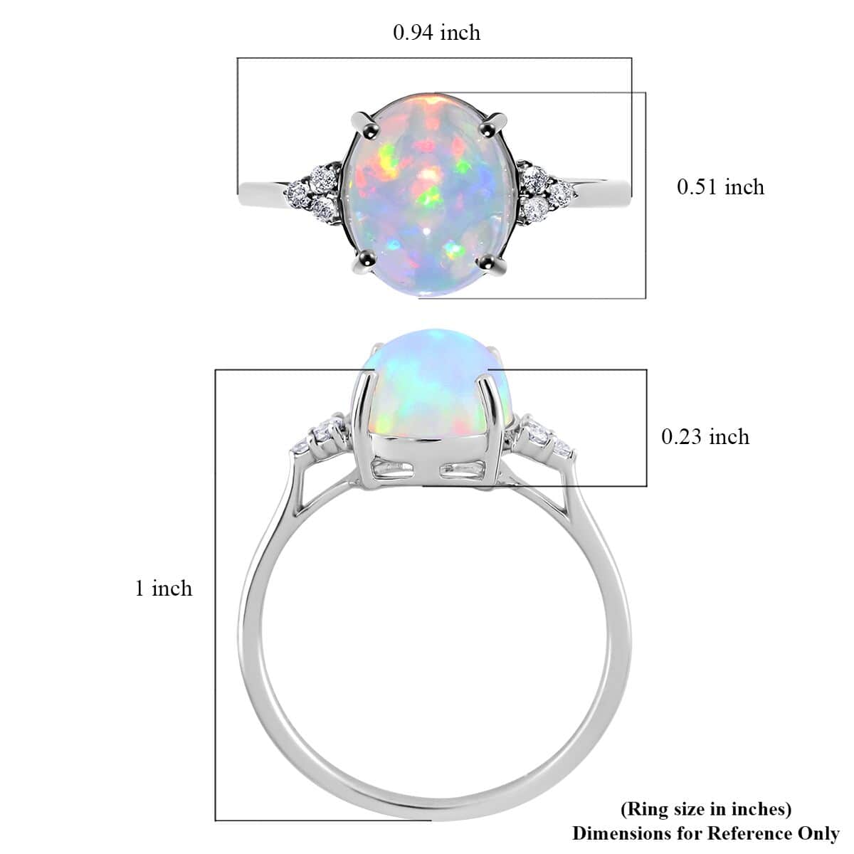 Certified & Appraised LUXORO 10K White Gold AAA Ethiopian Welo Opal and G-H I1 Diamond Ring 2.15 Grams 2.45 ctw image number 5