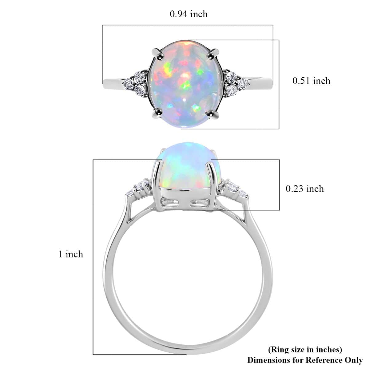 Certified Appraised Luxoro AAA Ethiopian Welo Opal and G-H I1 Diamond 2.45 ctw Ring in 10K White Gold (Size 6.0) image number 5