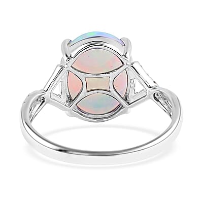 Certified & Appraised Luxoro 10K White Gold AAA Ethiopian Welo Opal and G-H I1 Diamond Ring (Size 10.0) 3.20 ctw