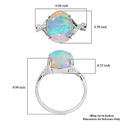 Certified & Appraised Luxoro 10K White Gold AAA Ethiopian Welo Opal and G-H I1 Diamond Ring (Size 10.0) 3.20 ctw