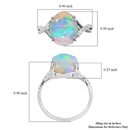 Certified & Appraised LUXORO 10K White Gold AAA Ethiopian Welo Opal and G-H I1 Diamond Ring 2.25 Grams 3.20 ctw image number 5