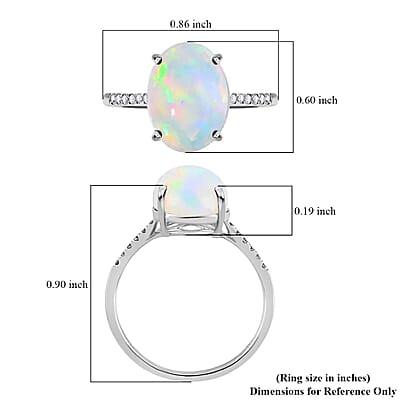 Certified & Appraised Luxoro AAA Ethiopian Welo Opal and G-H I1 Diamond 4.35 ctw Ring in 14K White Gold (Size 10.0)