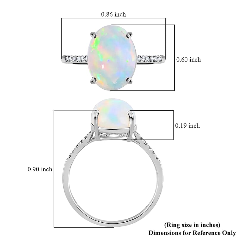 Certified & Appraised Luxoro AAA Ethiopian Welo Opal and G-H I1 Diamond 4.35 ctw Ring in 14K White Gold (Size 7.0)