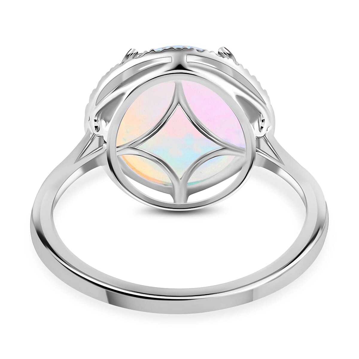 Certified and Appraised Iliana 18K White Gold AAA Ethiopian Welo Opal and G-H SI Diamond Halo Ring (Size 10.0) 4.35 ctw