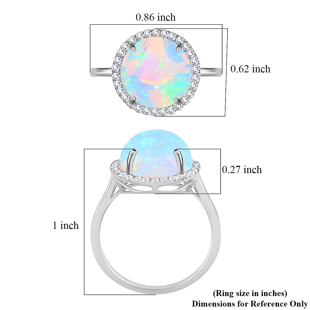 Certified and Appraised Iliana 18K White Gold AAA Ethiopian Welo Opal and G-H SI Diamond Halo Ring (Size 10.0) 4.35 ctw