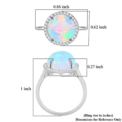 Certified and Appraised Iliana 18K White Gold AAA Ethiopian Welo Opal and G-H SI Diamond Halo Ring (Size 10.0) 4.35 ctw