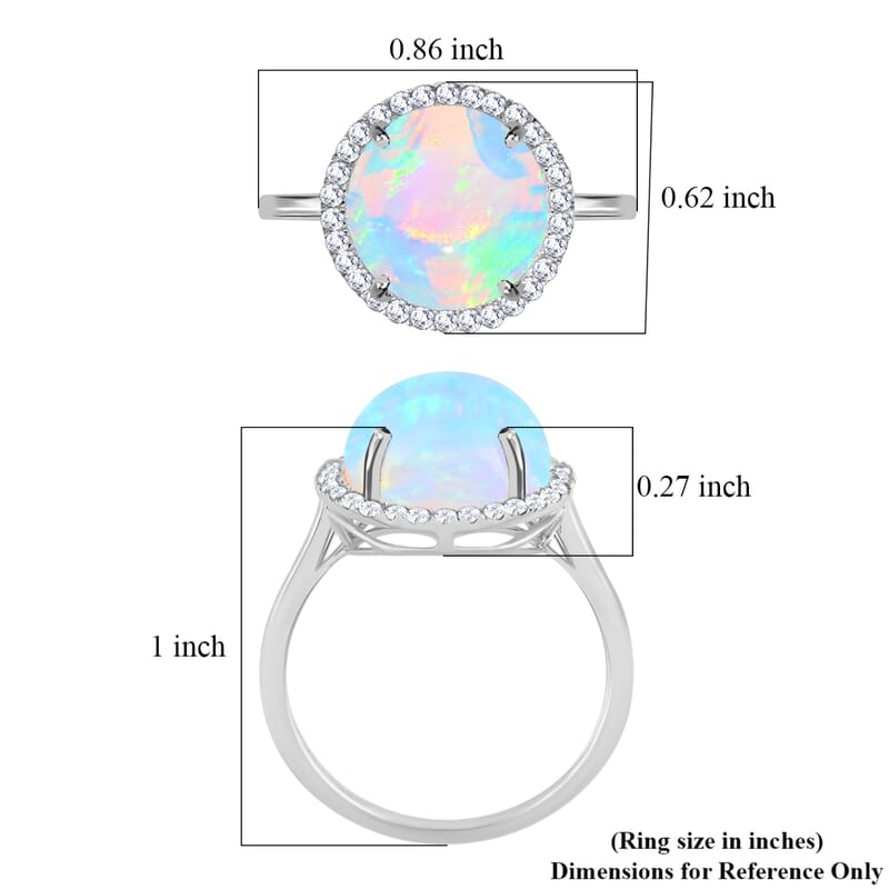 Certified and Appraised Iliana 18K White Gold AAA Ethiopian Welo Opal and G-H SI Diamond Halo Ring (Size 10.0) 4.35 ctw