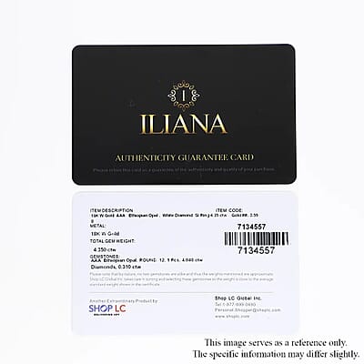 Certified and Appraised Iliana 18K White Gold AAA Ethiopian Welo Opal and G-H SI Diamond Halo Ring (Size 10.0) 4.35 ctw