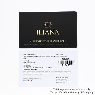 Certified and Appraised Iliana 18K White Gold AAA Ethiopian Welo Opal and G-H SI Diamond Halo Ring (Size 10.0) 4.35 ctw
