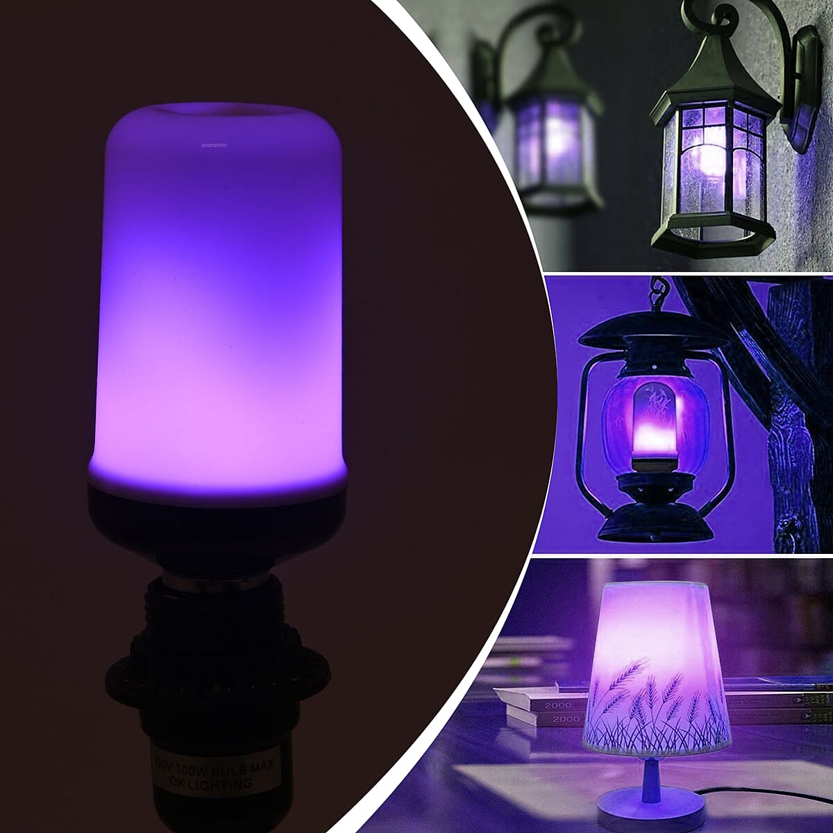 OMICOO 4pcs LED Flame Bulbs -Violet image number 1