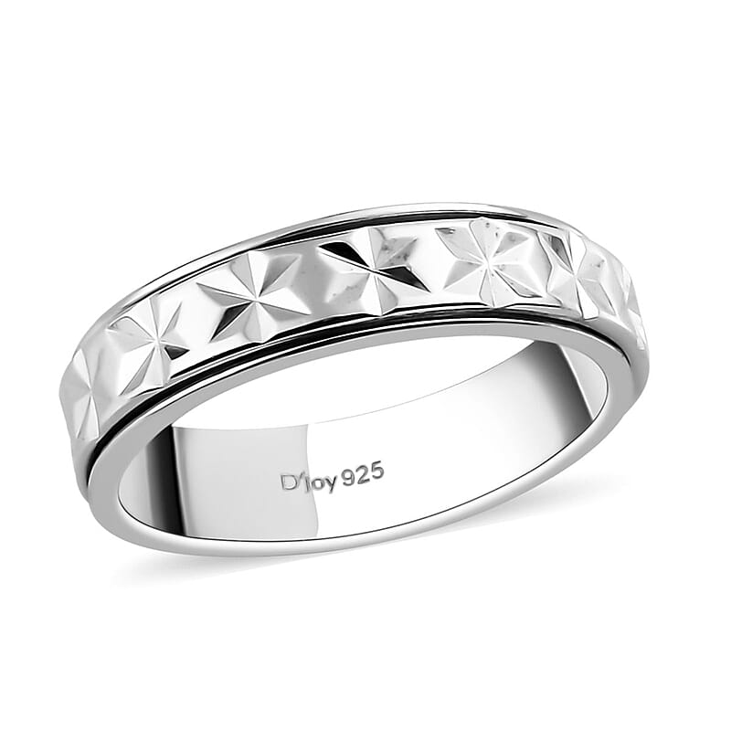 Sterling Silver Spinner Band Ring (Size 10.0) 2.70 Grams