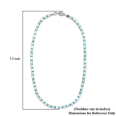 Larimar Tennis Necklace 18 Inches with Sea Horse Lock in Platinum Over Sterling Silver 51.15 ctw