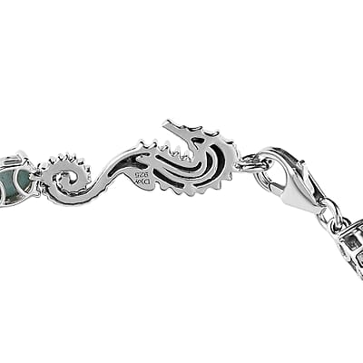 Larimar Tennis Bracelet with Sea Horse in Platinum Over Sterling Silver (7.25 In) 17.35 ctw