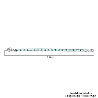 Larimar Tennis Bracelet with Sea Horse in Platinum Over Sterling Silver (7.25 In) 17.35 ctw