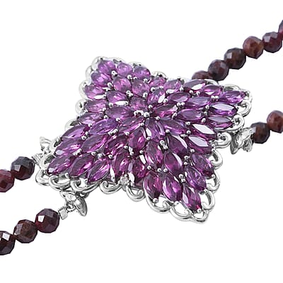 Orissa Rhodolite Garnet and Natural White Zircon Sparkle Bracelet in Platinum Over Sterling Silver (6.50-8.00In) 23.00 ctw