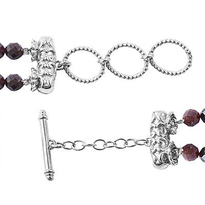 Orissa Rhodolite Garnet and Natural White Zircon Sparkle Bracelet in Platinum Over Sterling Silver (6.50-8.00In) 23.00 ctw