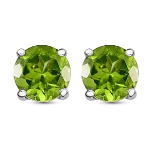 Peridot 1.50 ctw Earrings in Platinum Over Sterling Silver