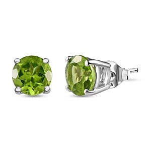 Peridot 1.50 ctw Earrings in Platinum Over Sterling Silver