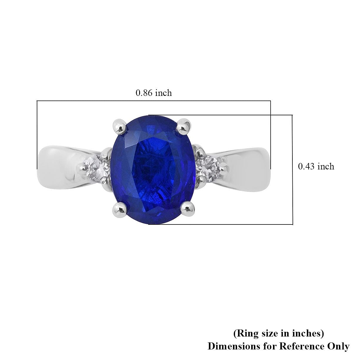 Tanzanian Blue Spinel (DF) and White Zircon Ring in Platinum Over Sterling Silver (Size 9.0) 2.25 ctw image number 3
