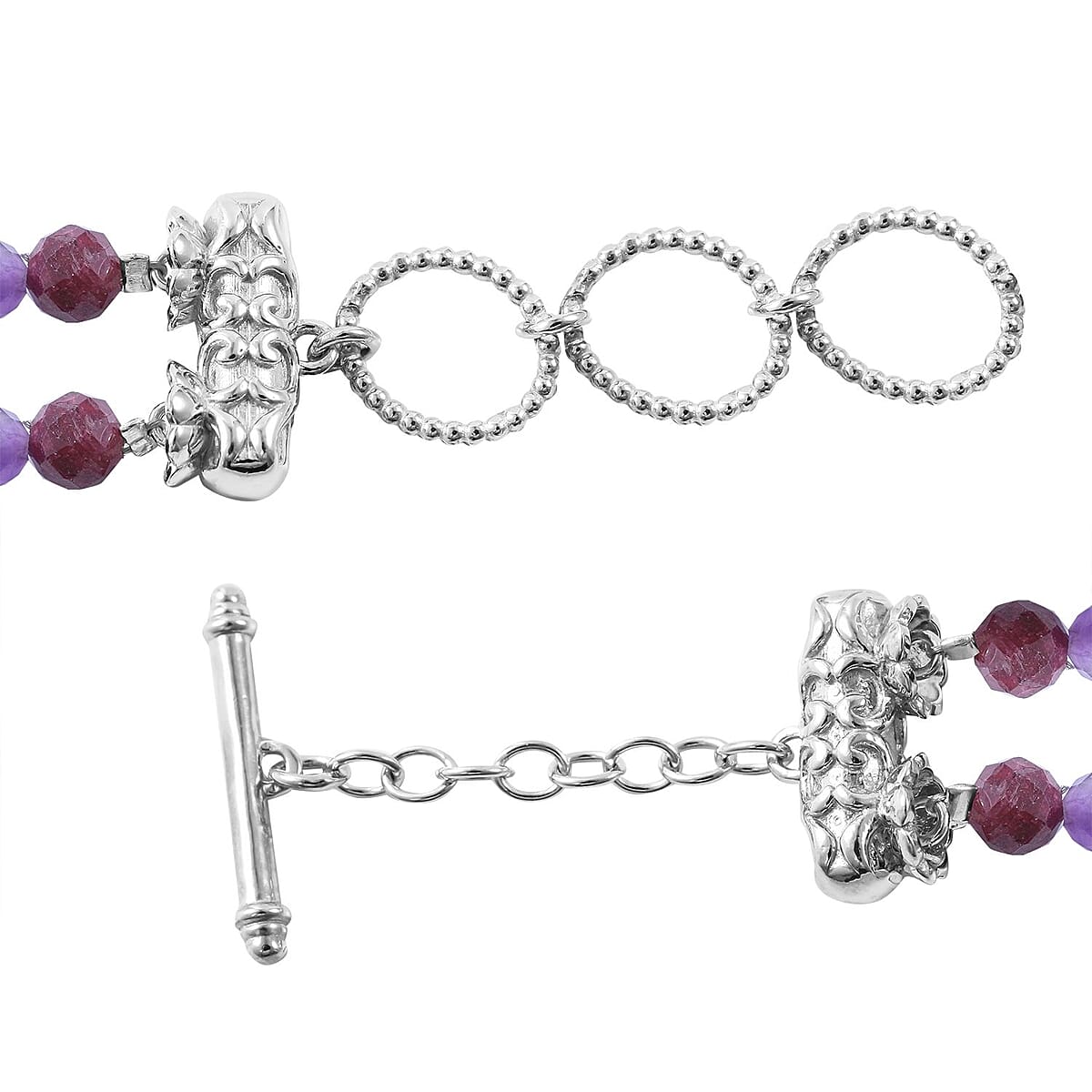 Multi Gemstone and Natural White Zircon Sparkle Bracelet in Platinum Over Sterling Silver (6.50-8.00In) 23.00 ctw image number 3