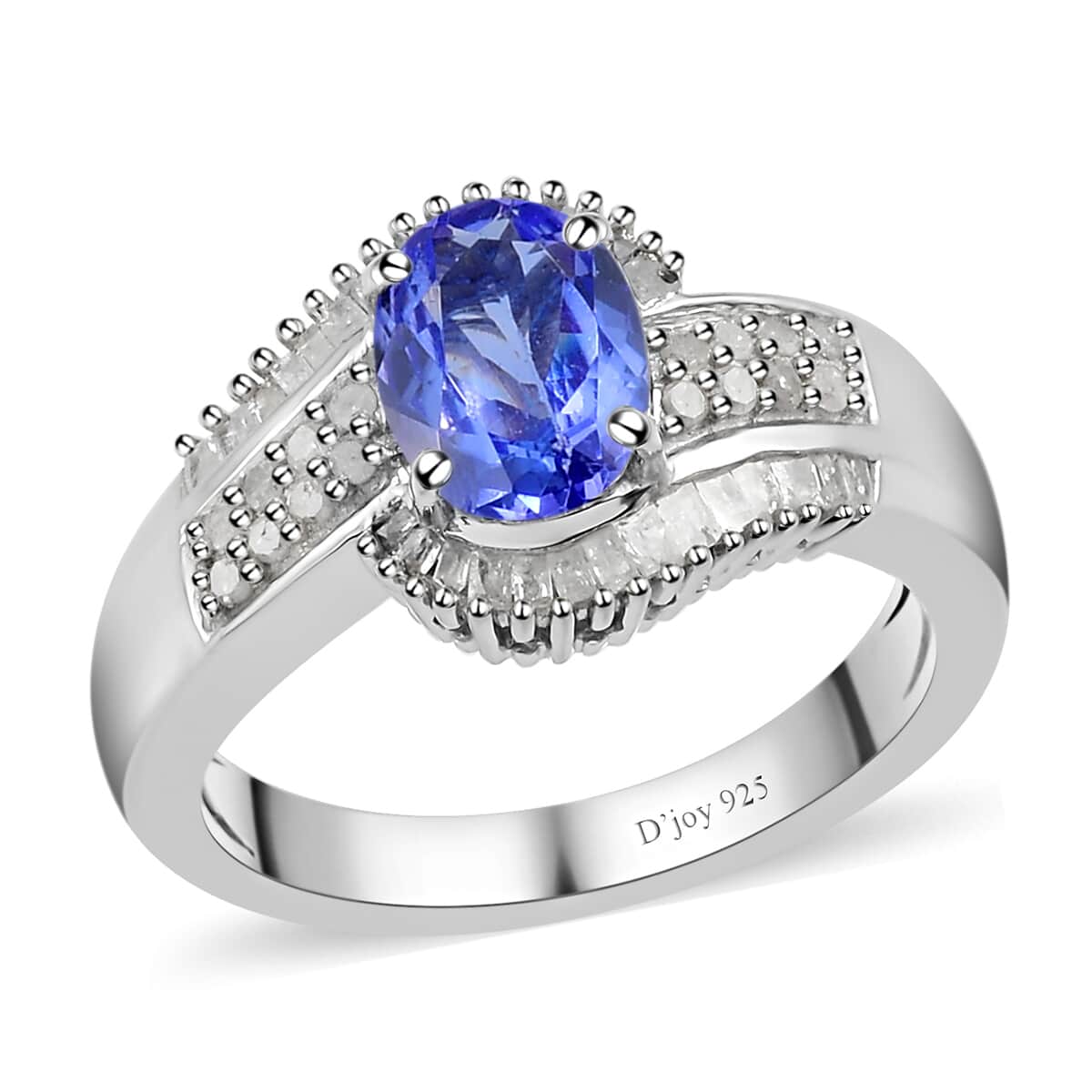 Tanzanite and Diamond Ring in Platinum Over Sterling Silver (Size 5.0) 1.50 ctw image number 0