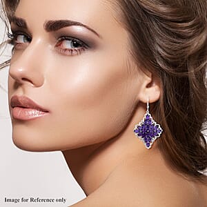 Amethyst and Natural White Zircon Sparkle Earrings in Platinum Over Sterling Silver 11.00 ctw